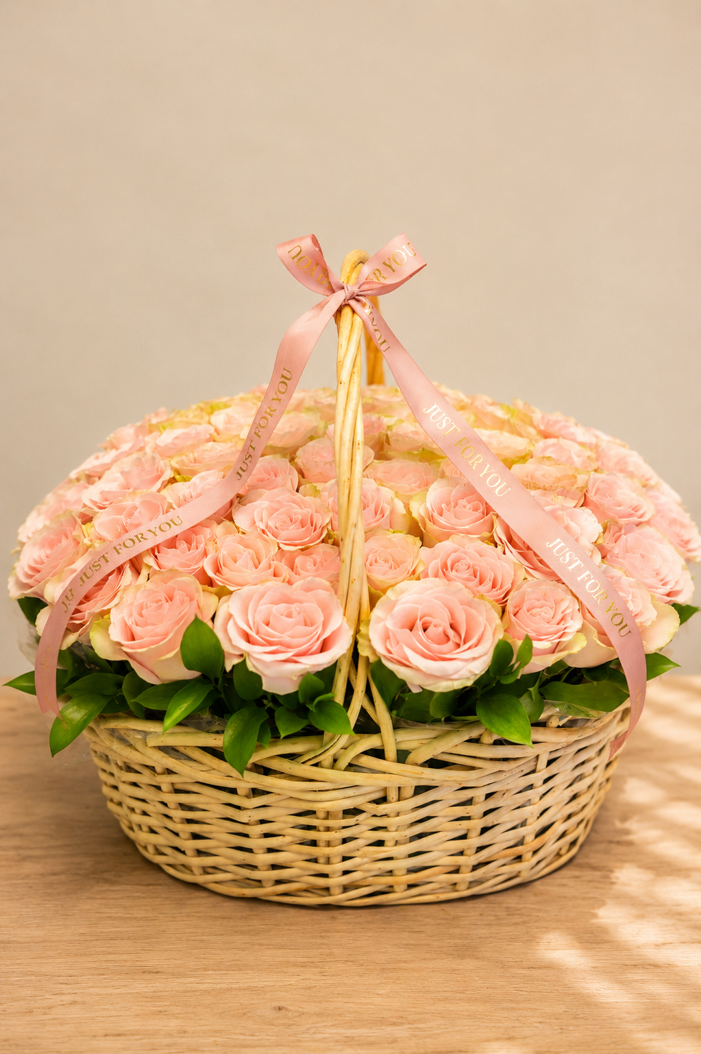 The Classic Pink Rose Basket