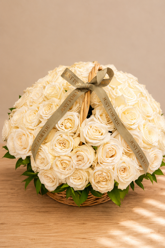The Classic White Rose Basket