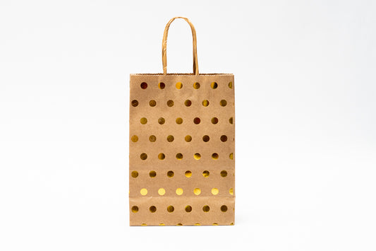 Gold Dots Paper Bag KF L Pck 12