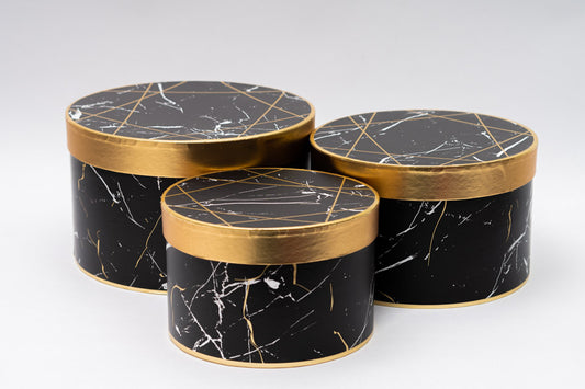 Marble Round Gold /Black Set 3
