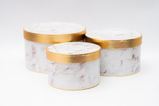 Marble Round Gold / White Set 3