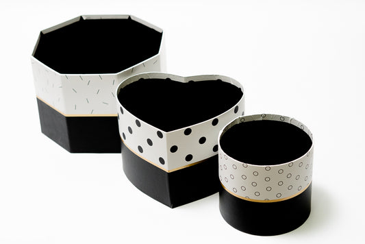 Geometric Heart Shapes Black Set