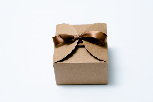 Cube Box W/ Ribbon Kraft Large Pck 12